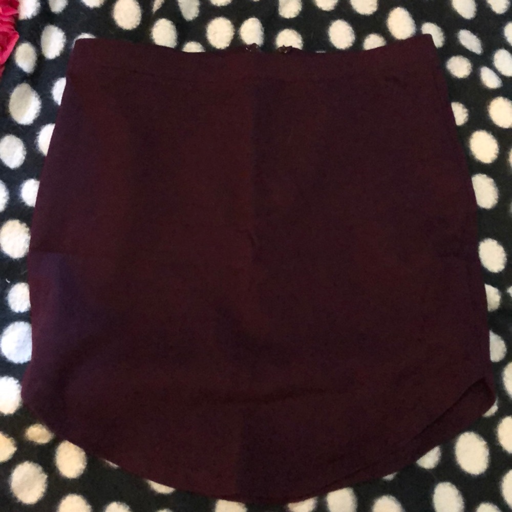 Burgundy pencil, mini skirt